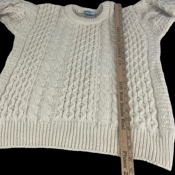 Gaeltarra Ireland Irish Aran Fisherman Ivory Wool Cable Knit Sweater Medium R1 - Picture 8 of 10